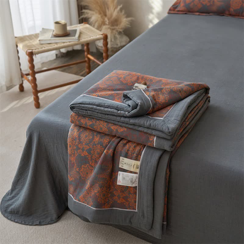 Cotton Gauze Jacquard Vintage Floral Bedding - image 12