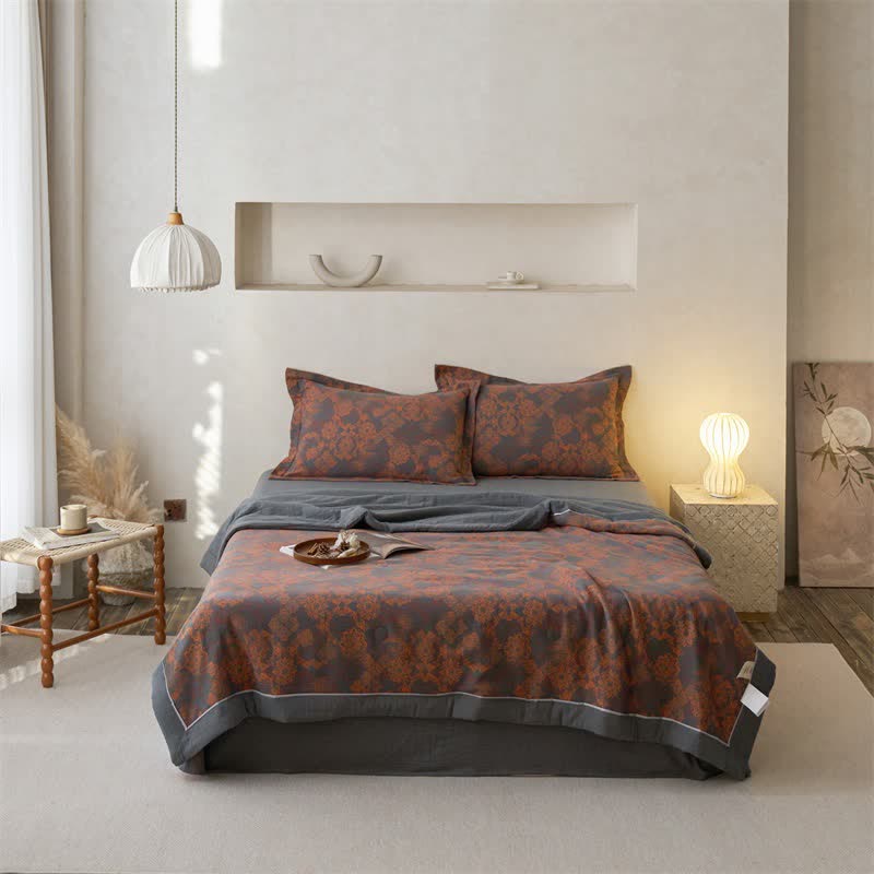 Cotton Gauze Jacquard Vintage Floral Bedding - Bedding Set - King - image 0