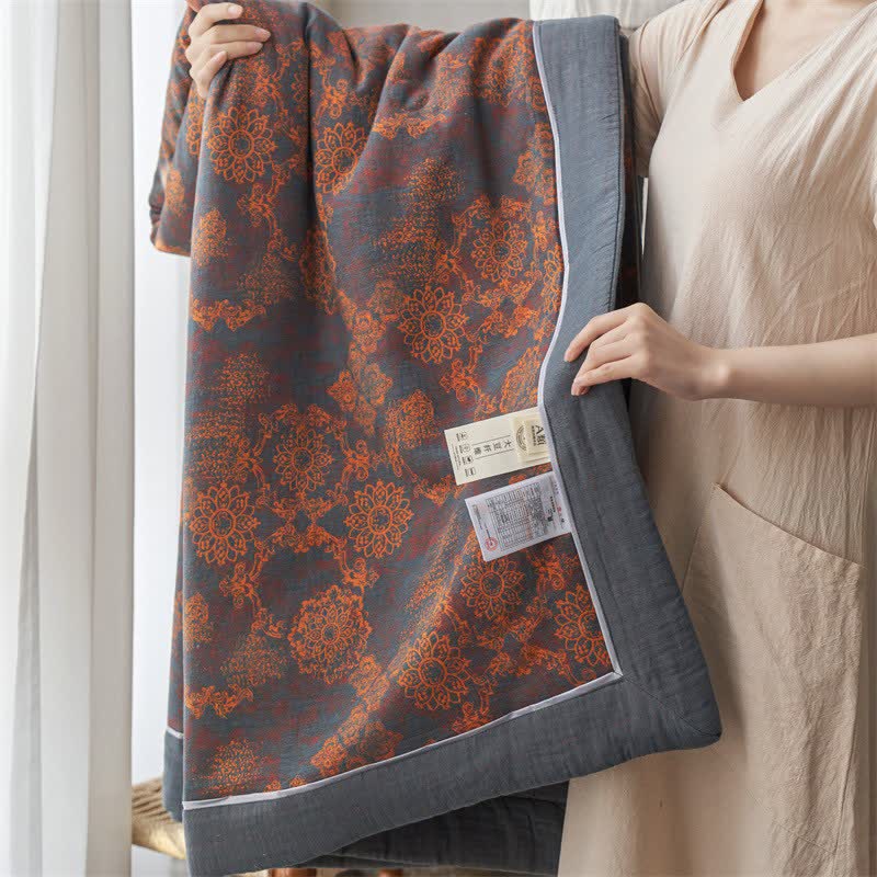 Cotton Gauze Jacquard Vintage Floral Bedding - Quilt - King - image 11