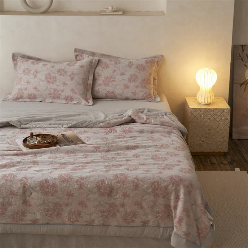 Cotton Gauze Jacquard Elegant Leaf Bedding - image 2