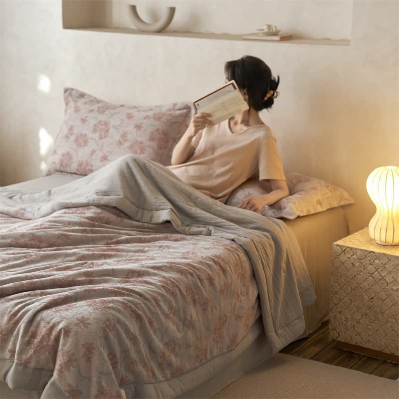 Cotton Gauze Jacquard Elegant Leaf Bedding - image 9