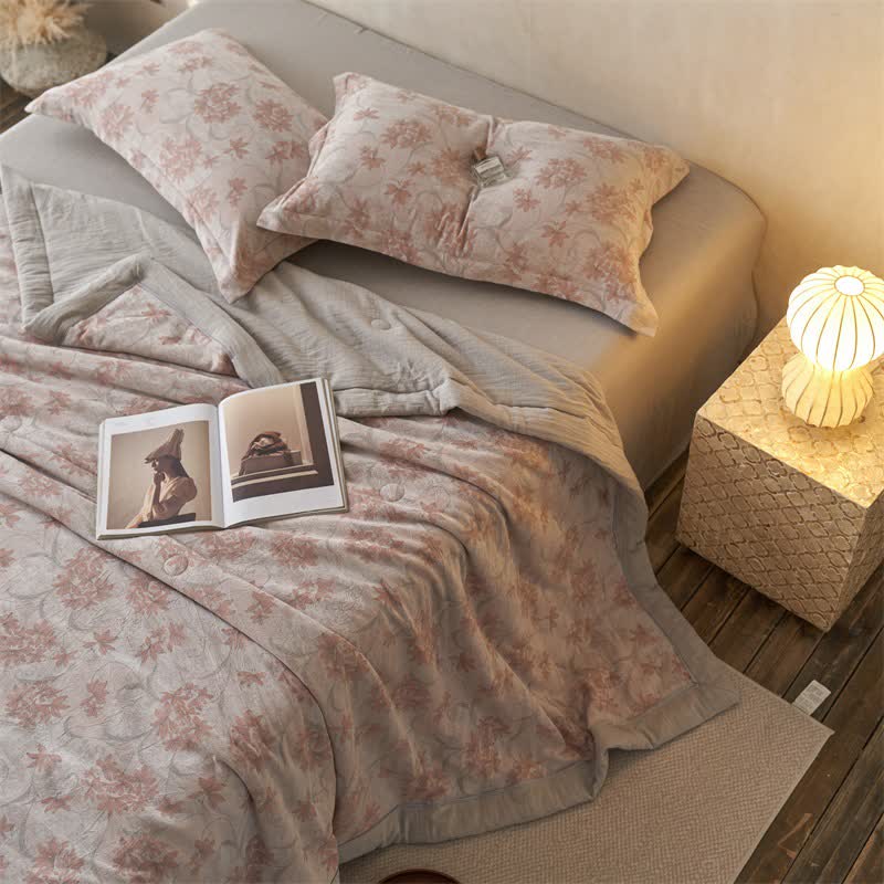 Cotton Gauze Jacquard Elegant Leaf Bedding - image 3