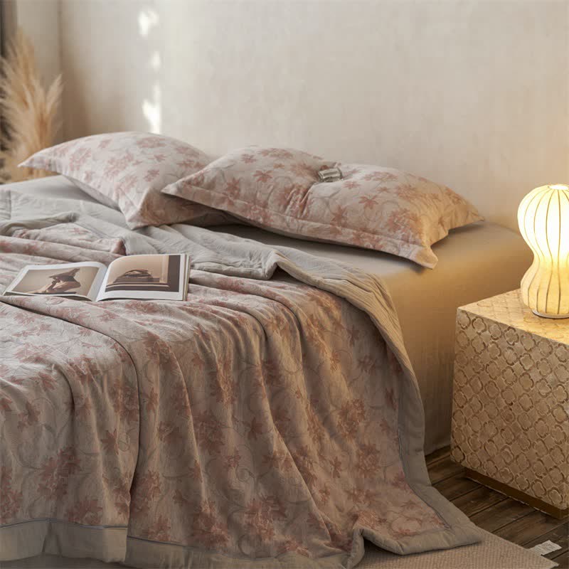Cotton Gauze Jacquard Elegant Leaf Bedding - image 1
