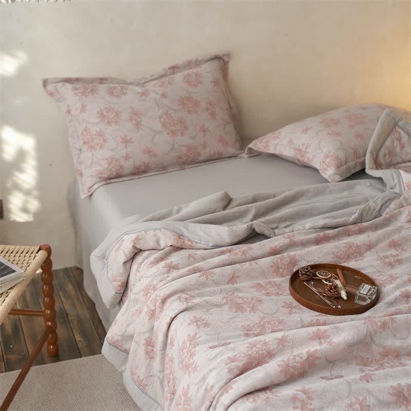 Cotton Gauze Jacquard Elegant Leaf Bedding - image 6
