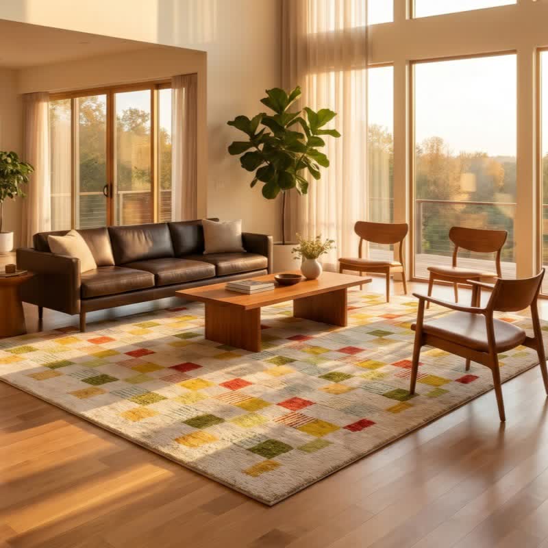 Dopamine Color Block Checkered Rug - image 2