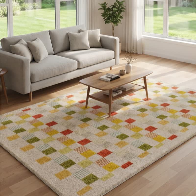 Dopamine Color Block Checkered Rug - image 1