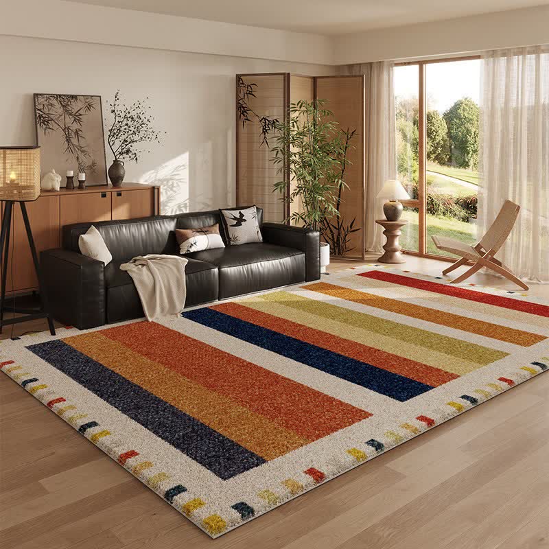 Multicolor Rainbow Striped Area Rug - 79"W × 118"L - image 0