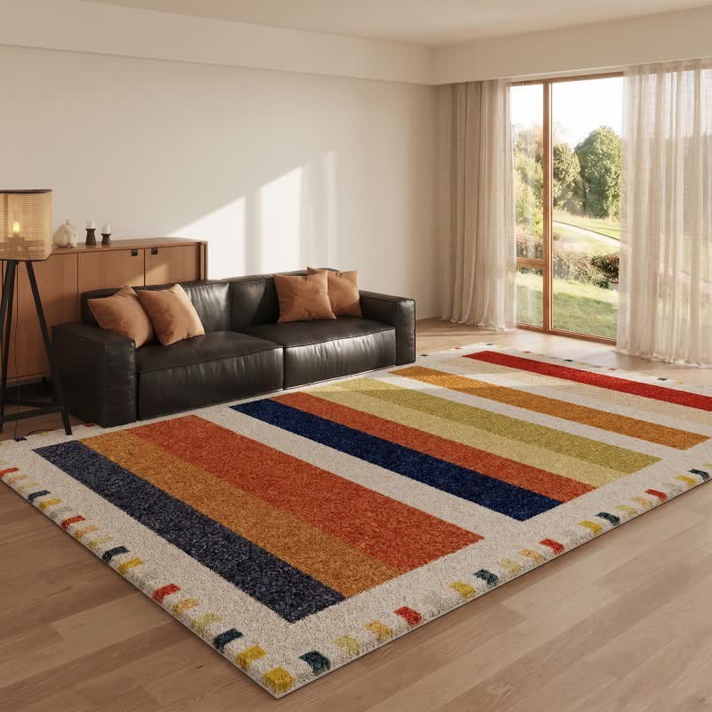 Multicolor Rainbow Striped Area Rug - image 2