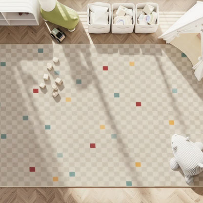 Neutral Checkered Kids Area Rug - image 2