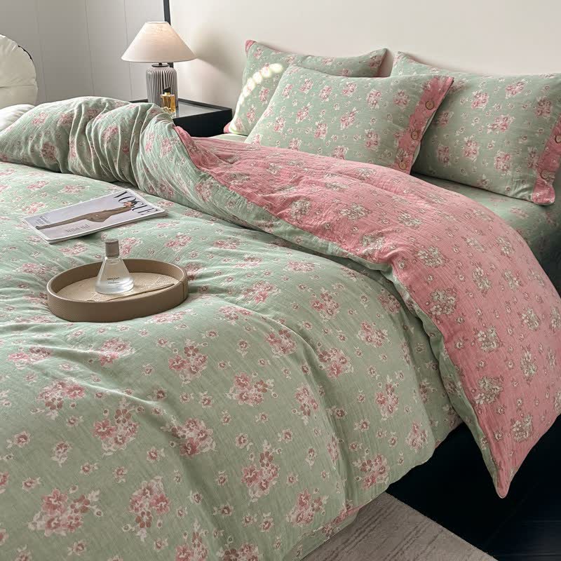 Vintage Floral Pure Cotton Gauze Bedding(4PCS) - image 1