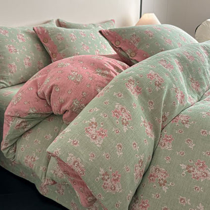 Vintage Floral Pure Cotton Gauze Bedding(4PCS) - image 5