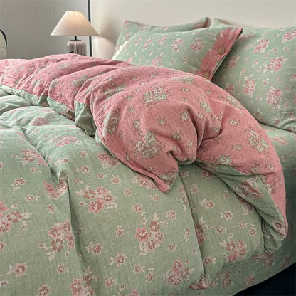 Vintage Floral Pure Cotton Gauze Bedding(4PCS) - King - image 0