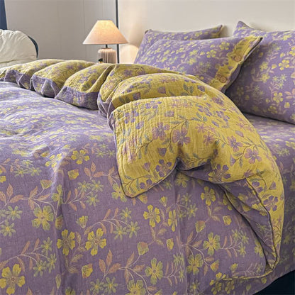 Elegant Floral Pure Cotton Gauze Bedding(4PCS) - King - image 0