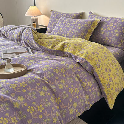 Elegant Floral Pure Cotton Gauze Bedding(4PCS) - image 1