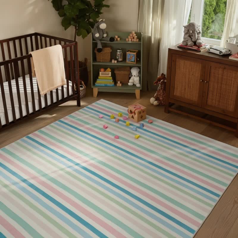 Soft Multicolor Stripe Area Rug - image 2