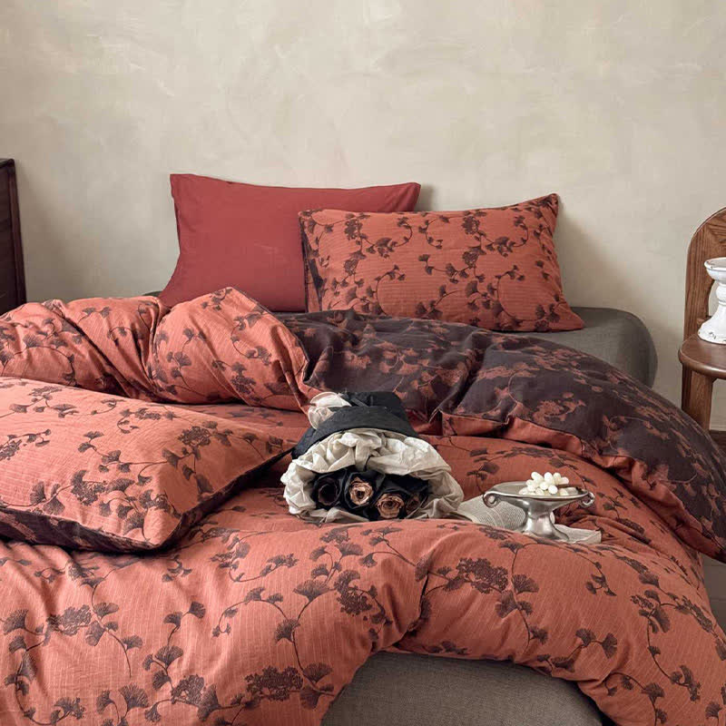 Vintage Ginkgo Leaf Pure Cotton Bedding(4PCS) - image 12