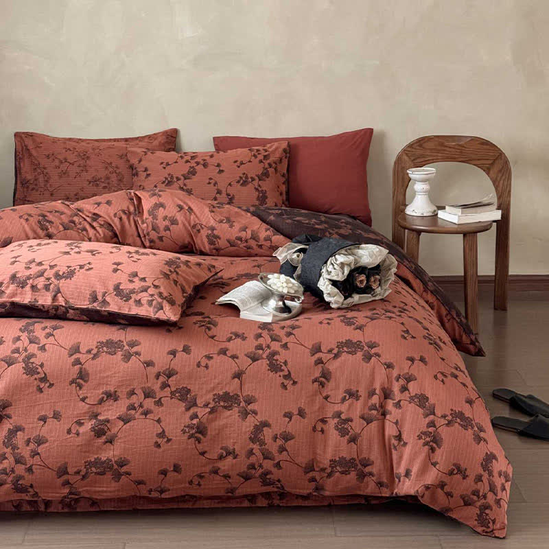 Vintage Ginkgo Leaf Pure Cotton Bedding(4PCS) - image 11
