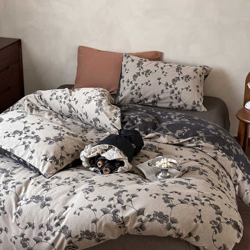 Vintage Ginkgo Leaf Pure Cotton Bedding(4PCS) - image 6