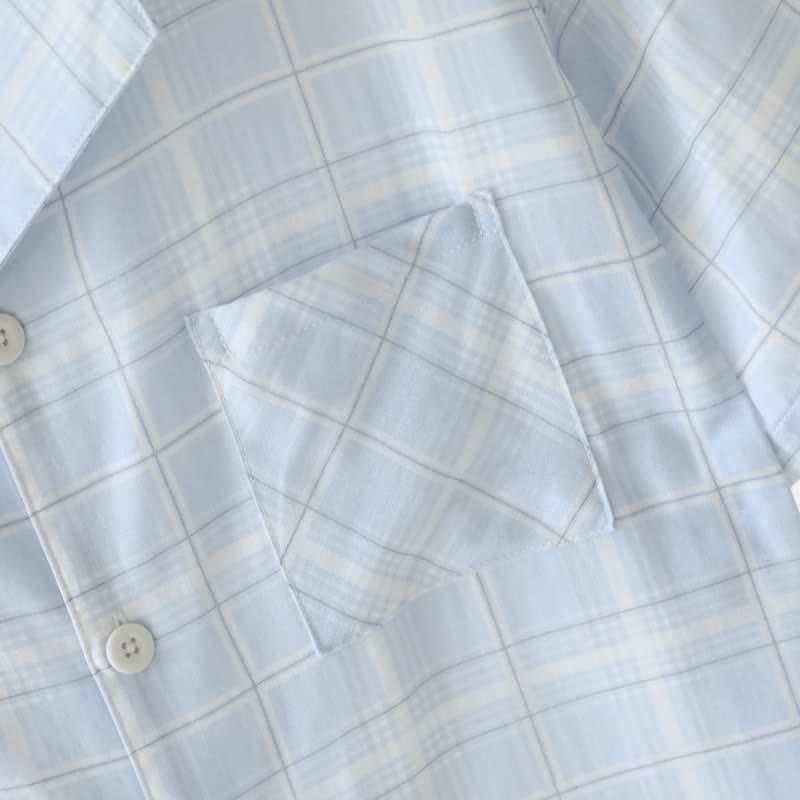 Short-Sleeve Cotton Plaid Sleepwear Set - image 6