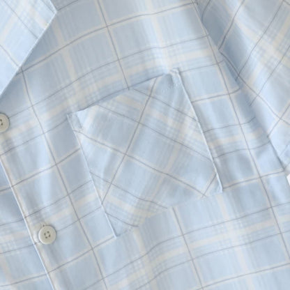 Short-Sleeve Cotton Plaid Sleepwear Set - image 6
