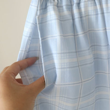Short-Sleeve Cotton Plaid Sleepwear Set - image 11