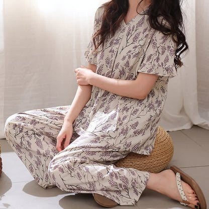 Botanical Floral Cotton Loungewear Set - image 2