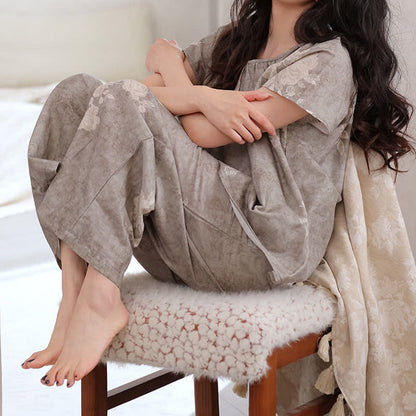 Retro Floral Cotton Pajama Set - image 2
