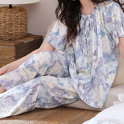 Watercolor Floral Cotton Pajama Set - image 4