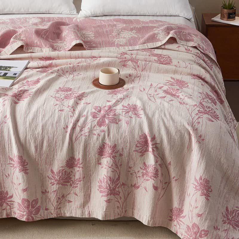Elegant Floral Cotton Muslin Quilt Blanket - image 2