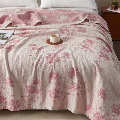 Elegant Floral Cotton Muslin Quilt Blanket - image 2