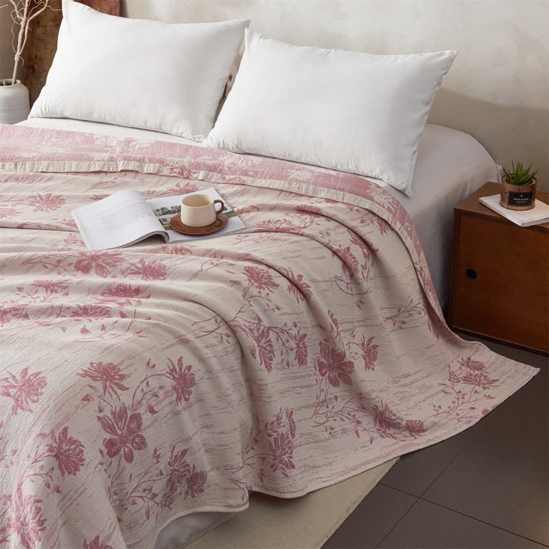 Elegant Floral Cotton Muslin Quilt Blanket - image 1