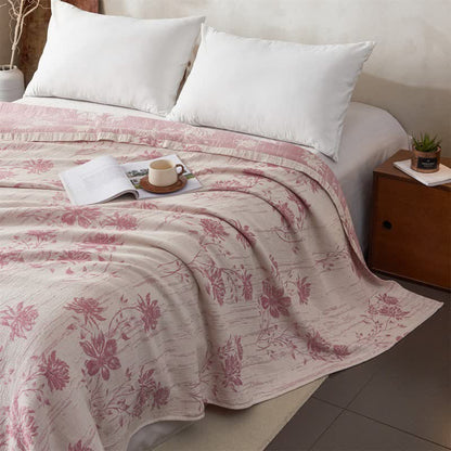 Elegant Floral Cotton Muslin Quilt Blanket - image 1