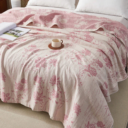 Elegant Floral Cotton Muslin Quilt Blanket - image 3