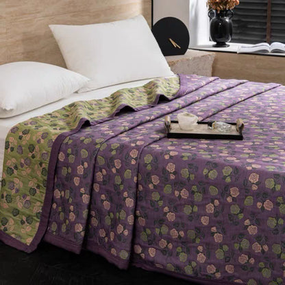 Elegant Rose Cotton Double Gauze Quilt - image 1