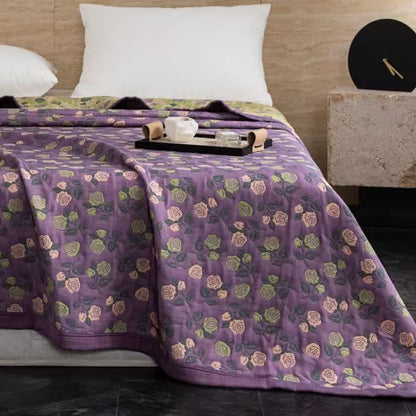 Elegant Rose Cotton Double Gauze Quilt - image 2