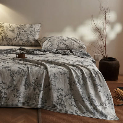 Artistic Vintage Floral Cotton Gauze Quilt - image 1