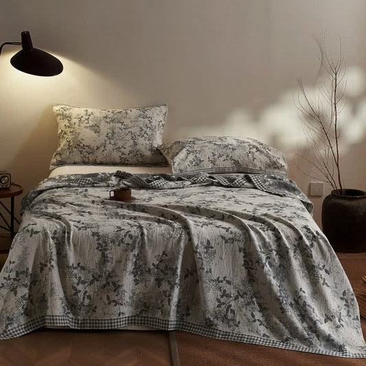 Artistic Vintage Floral Cotton Gauze Quilt - 2PCS Pillow Towels - 20" x 29" - image 0