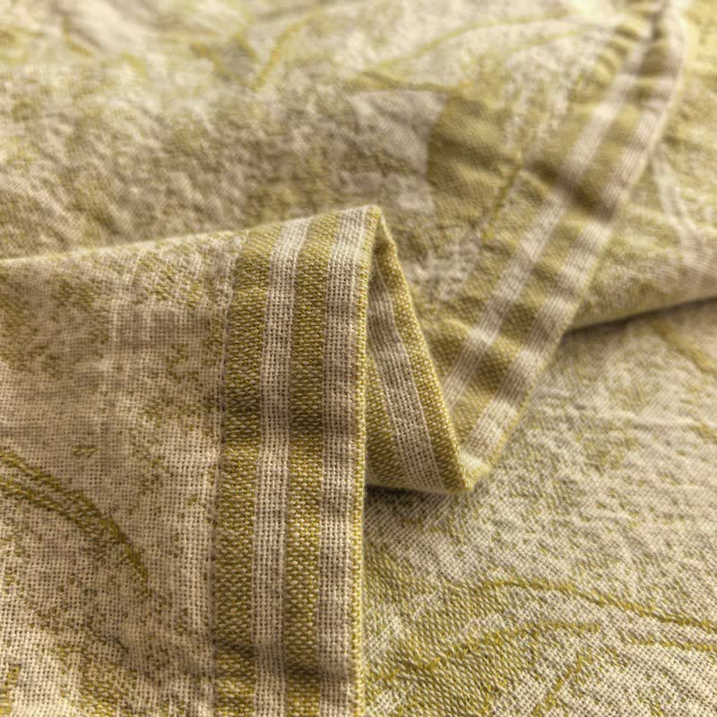 Artistic Vintage Leaf Cotton Gauze Quilt - image 6