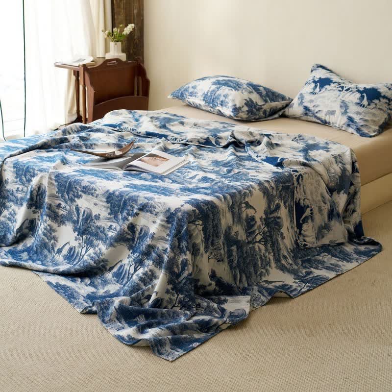 Country Toile Pure Cotton Sheet Bedspread - image 1