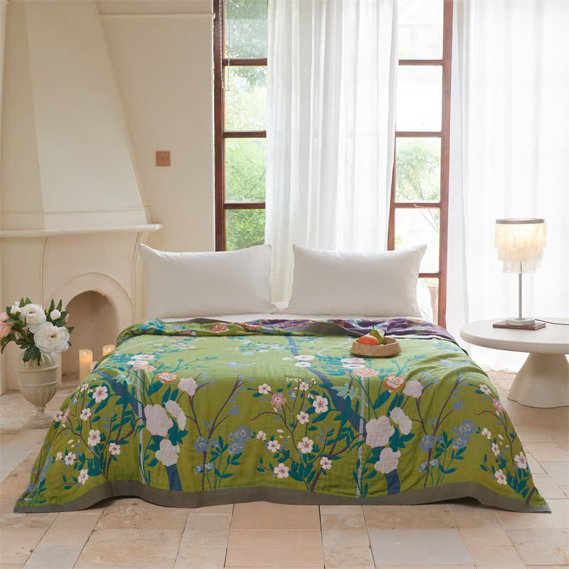 Garden Floral Cotton Gauze Quilt Blanket - image 1
