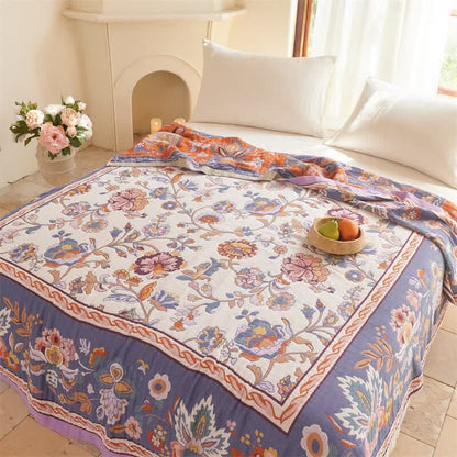 Bohemian Border Floral Cotton Quilt Blanket - image 2