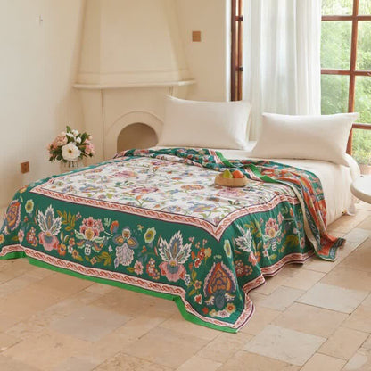 Bohemian Border Floral Cotton Quilt Blanket - image 4