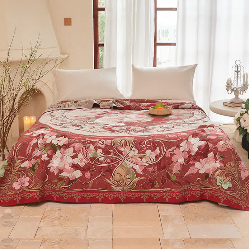 Medallion Floral Cotton Gauze Quilt Blanket - image 1