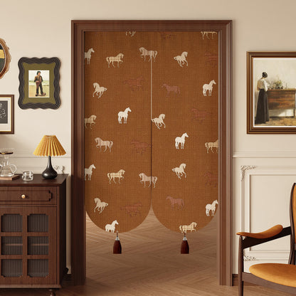 Brown Equestrian Room Divider Door Curtain - 39"W x 55"L - image 0