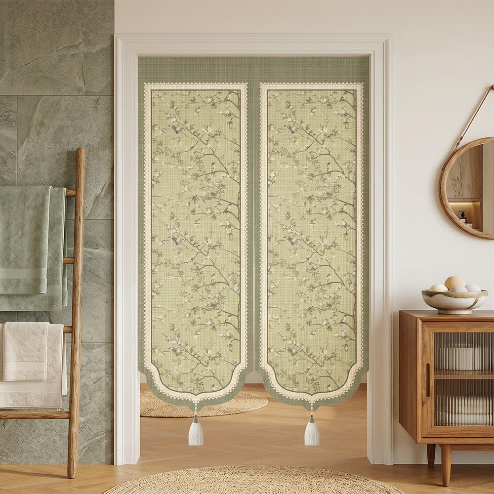 Oriental Floral Bird Doorway Curtain - image 2