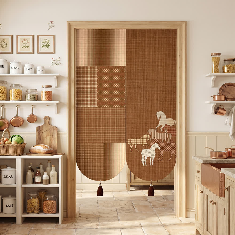 Vintage Equestrian Room Divider Door Curtain - image 1