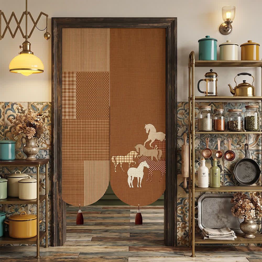 Vintage Equestrian Room Divider Door Curtain - image 2