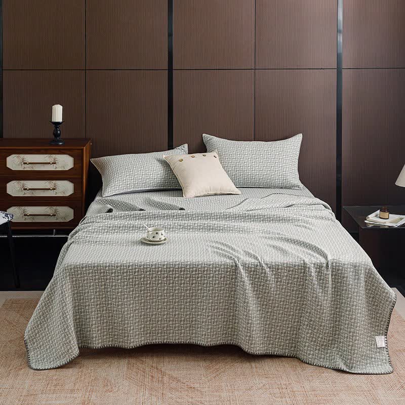 Neutral Geometric 3-Layer Cotton Gauze Quilt - image 1