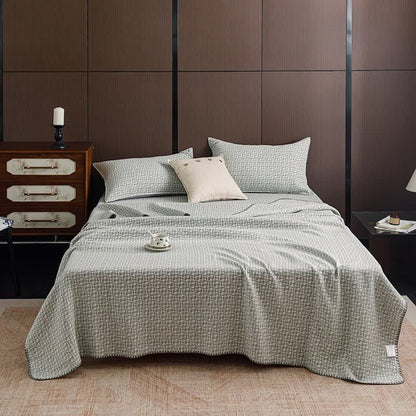Neutral Geometric 3-Layer Cotton Gauze Quilt - image 1
