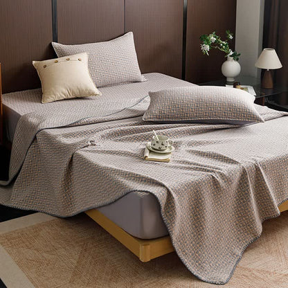 Neutral Geometric 3-Layer Cotton Gauze Quilt - image 6